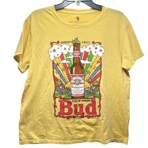 Junk Food Clothing Budweiser King of Beers Graphic T Shirt Yellow Women's Medium